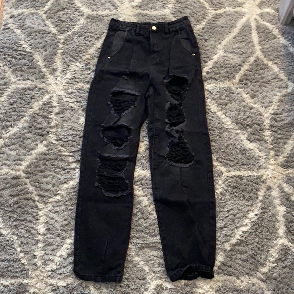 very high waisted black jeans